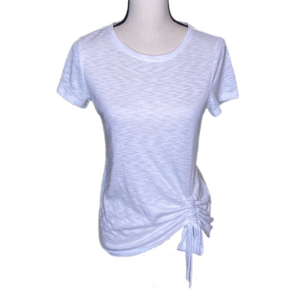 INC International Concepts Women's White T-Shirt w/Gathered Bow on Side Size XS - Picture 1 of 7